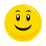 A yellow smiley face with big eyes and a gentle smile.