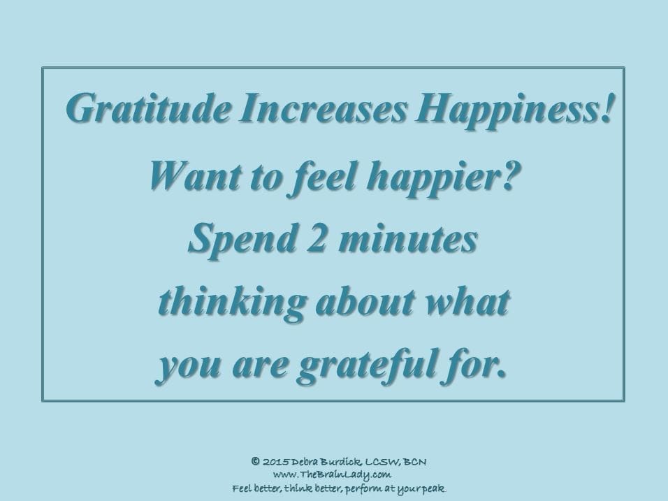 A gratitude reminder note on a blue background.