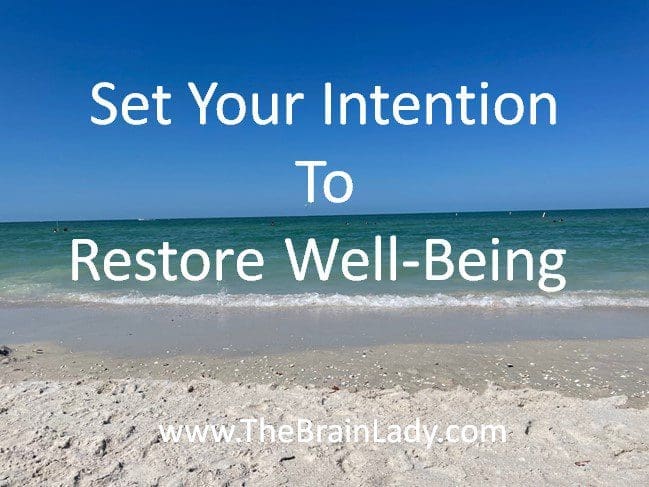 A serene image with text about setting intentions for well-being.